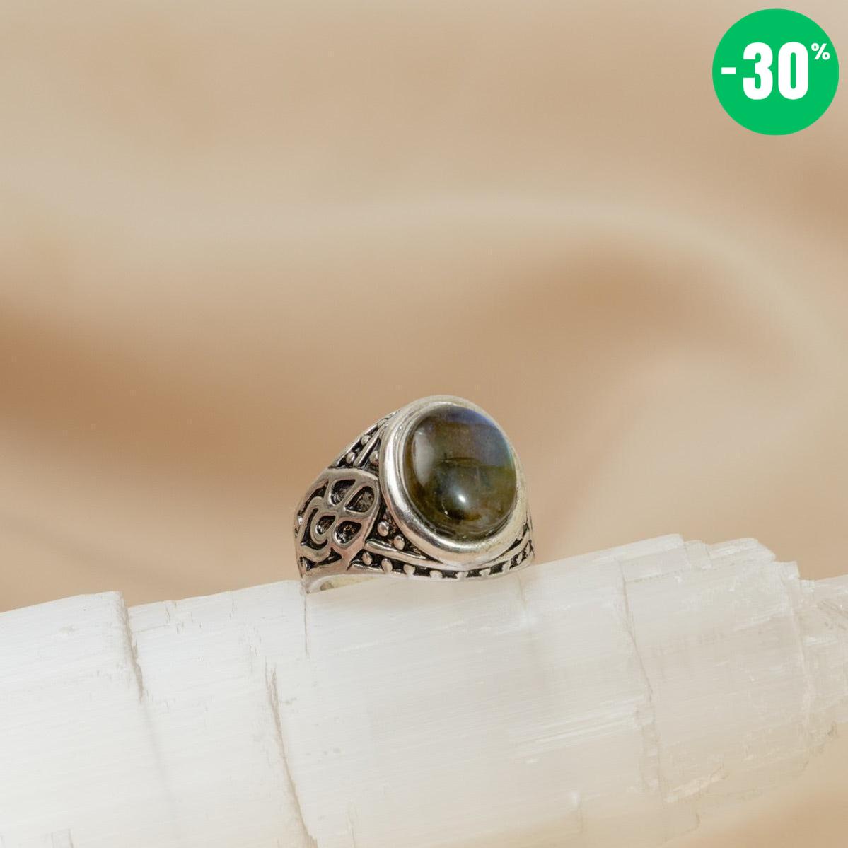 Bague de style antique en Labradorite (taille ajustable)