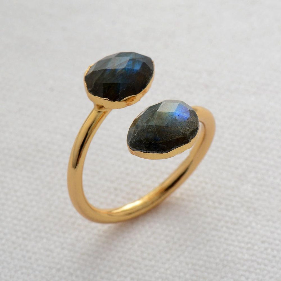 Bague réglable deux pierres en Labradorites