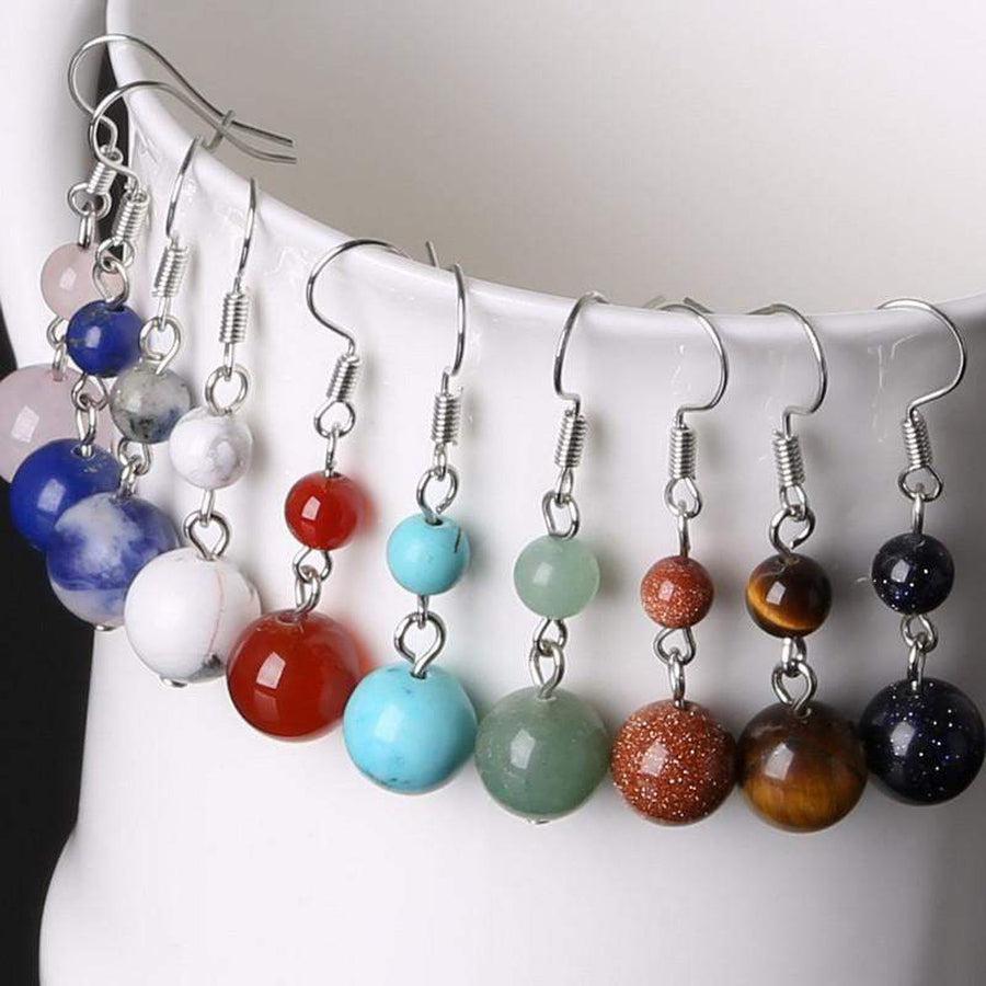 Boucles d'oreilles boules en pierres