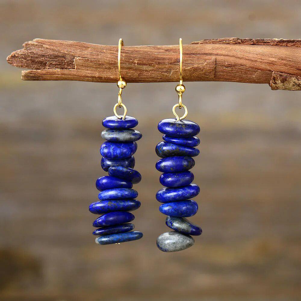 Boucles d'oreilles ethniques en pierres de Lapis Lazuli
