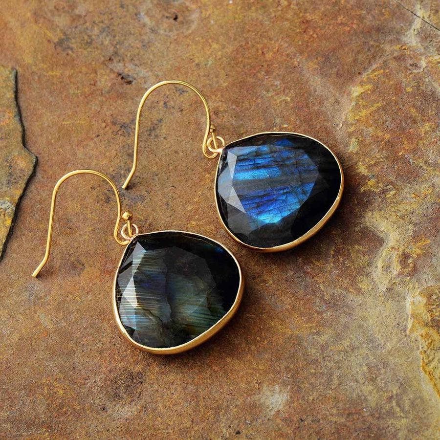 Boucles d’oreilles pendantes en Labradorite