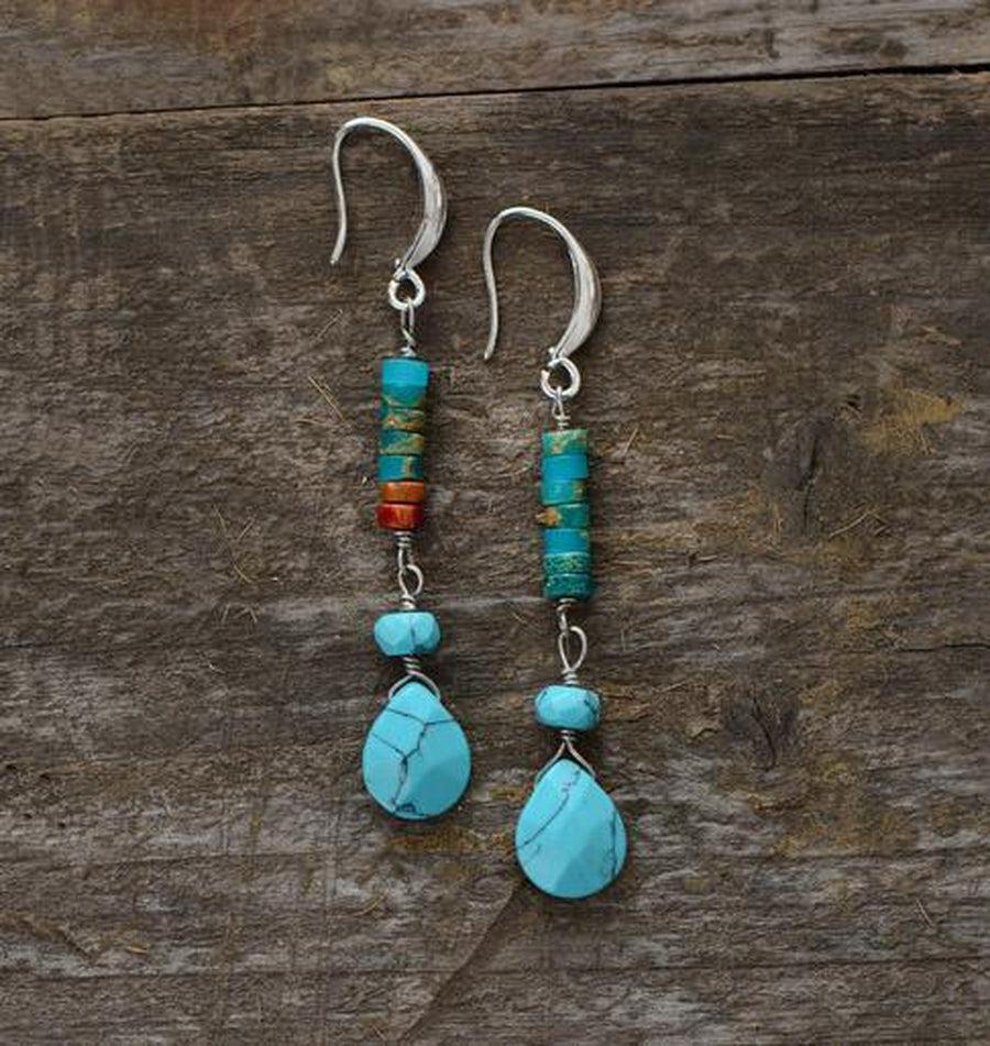 Boucles d'oreilles pendantes «estime de soi» en turquoise