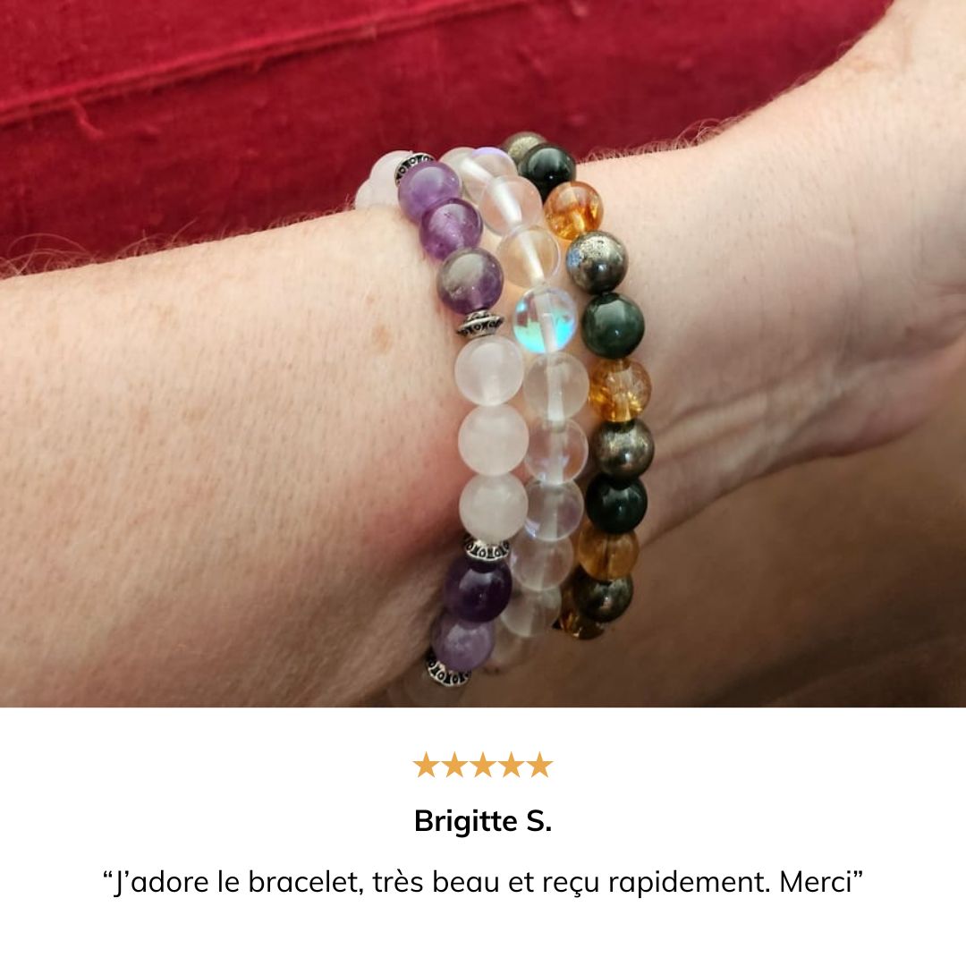 Bracelet « Abondance & Prospérité » en Citrine, Pyrite et Jade