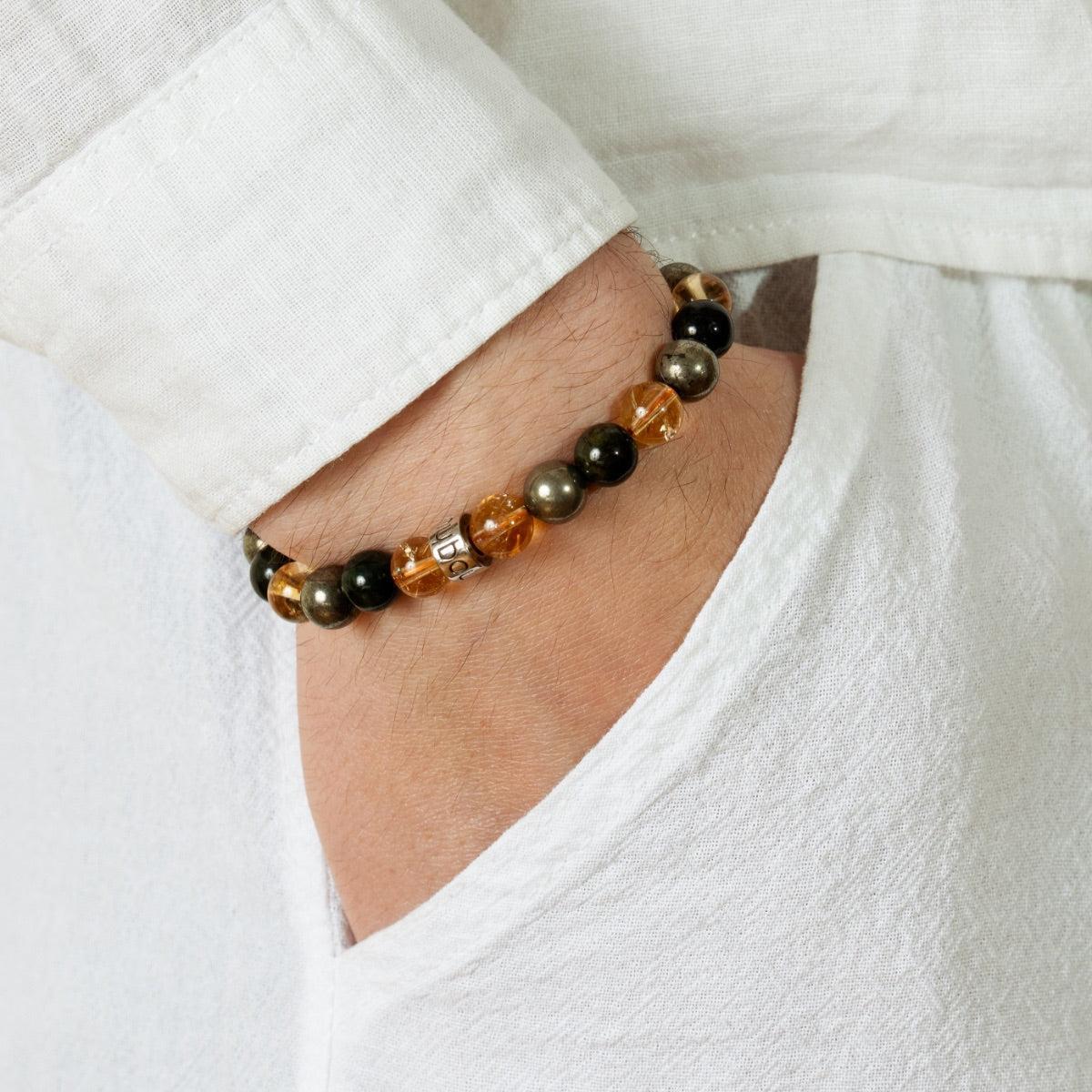 Bracelet « Abondance & Prospérité » en Citrine, Pyrite et Jade