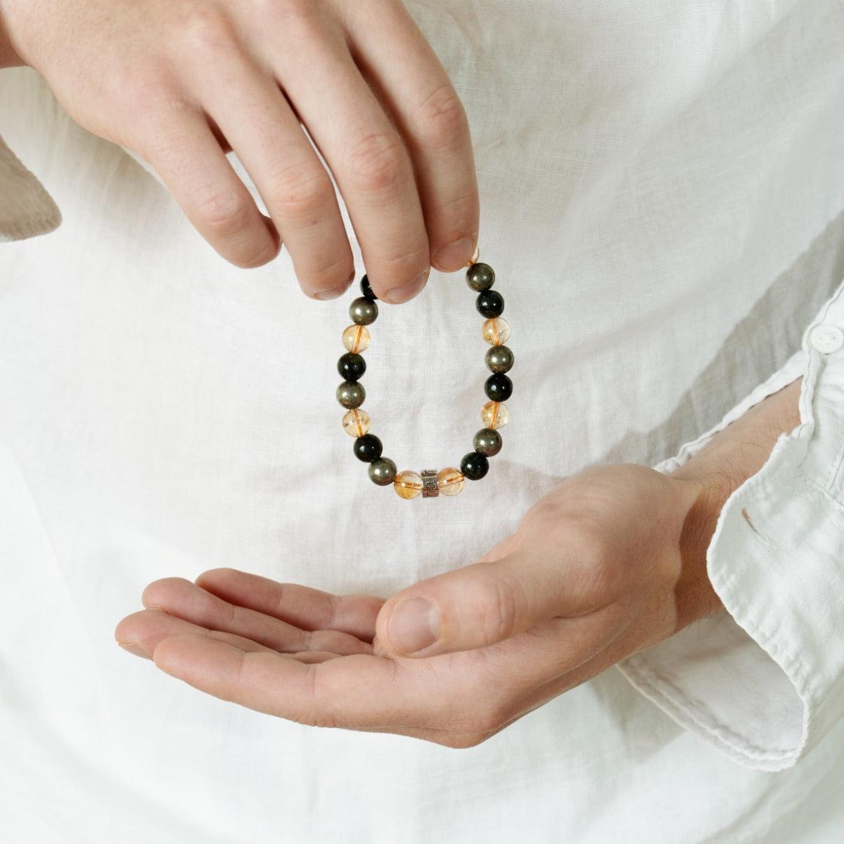 Bracelet « Abondance & Prospérité » en Citrine, Pyrite et Jade