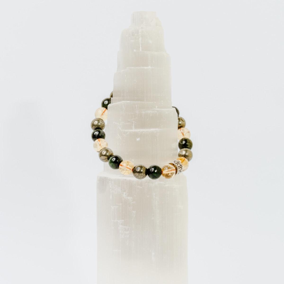 Bracelet « Abondance & Prospérité » en Citrine, Pyrite et Jade