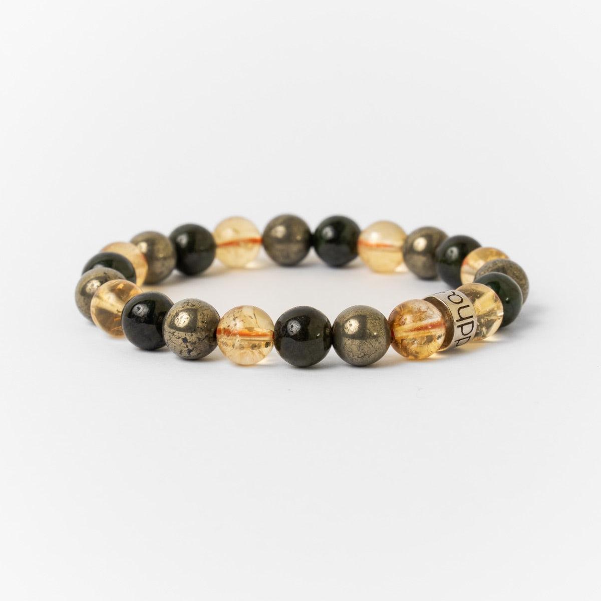 Bracelet « Abondance & Prospérité » en Citrine, Pyrite et Jade