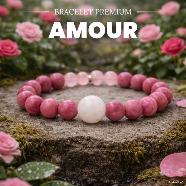 Bracelet « Amour & Relations » en Quartz Rose, Rhodochrosite et Pierre de Lune