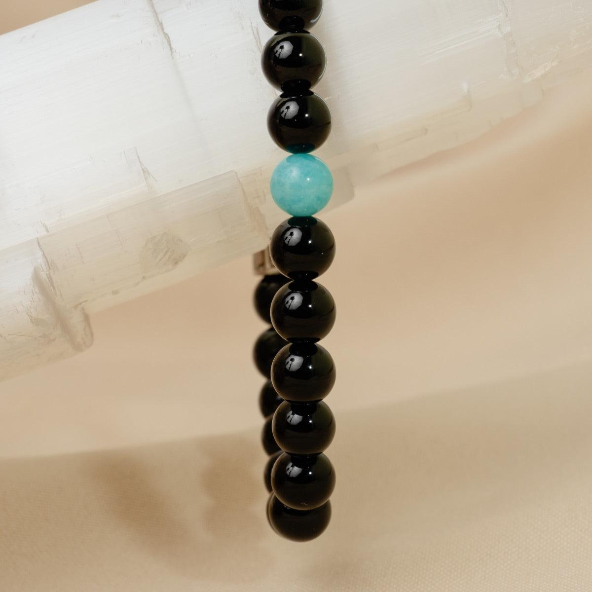 Bracelet « Anti-stress » en Onyx Noir et Amazonite
