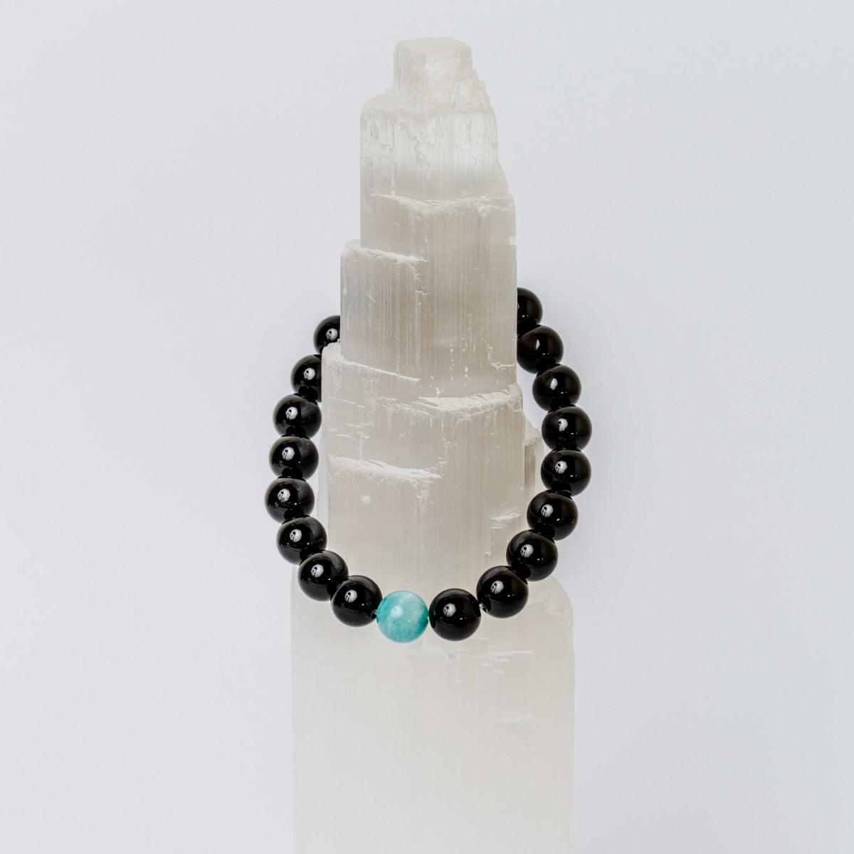 Bracelet « Anti-stress » en Onyx Noir et Amazonite