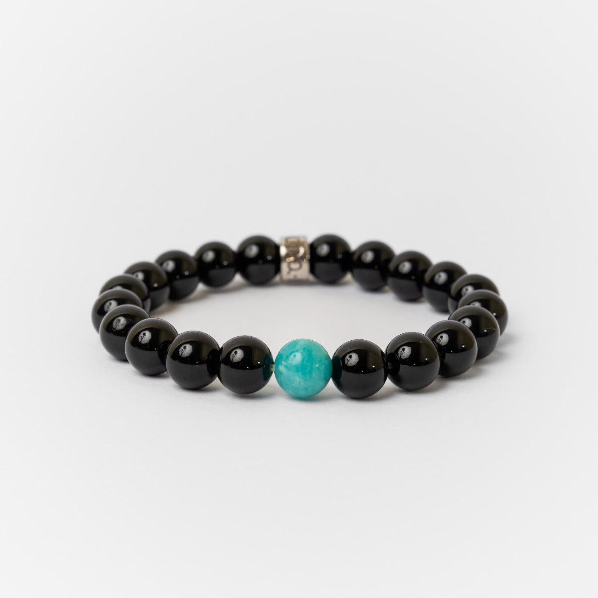 Bracelet « Anti-stress » en Onyx Noir et Amazonite