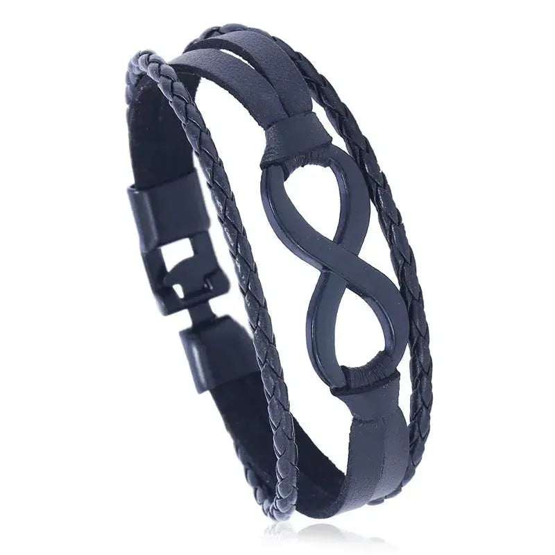 Bracelet de charme Vintage avec symbole de l’Infini en cuir
