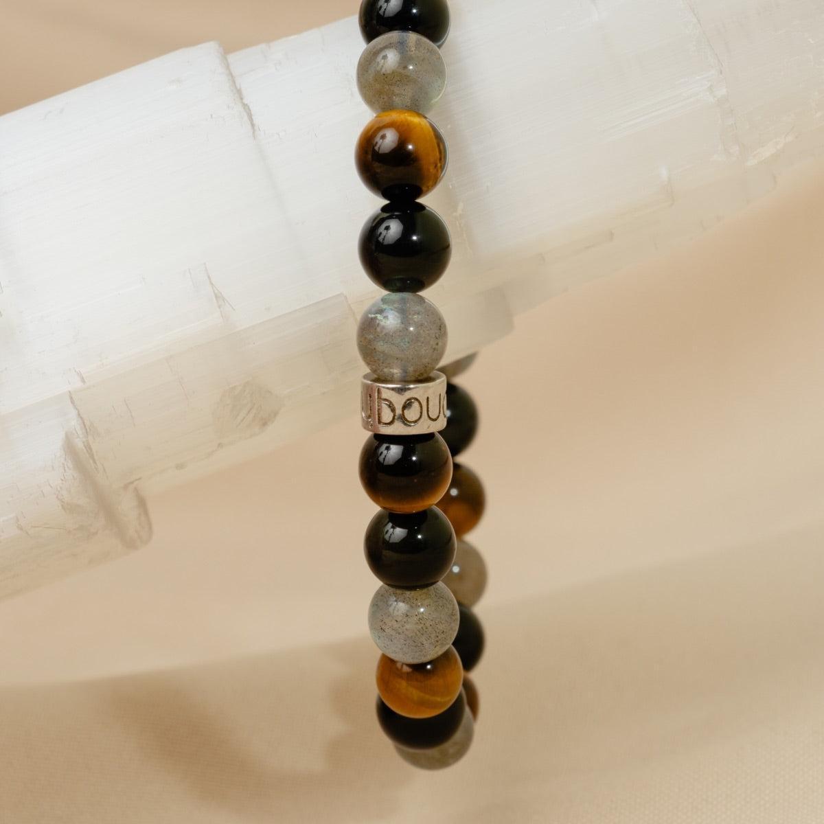 Bracelet de « Protection extrême » en Labradorite, Obsidienne Noire et Oeil de Tigre