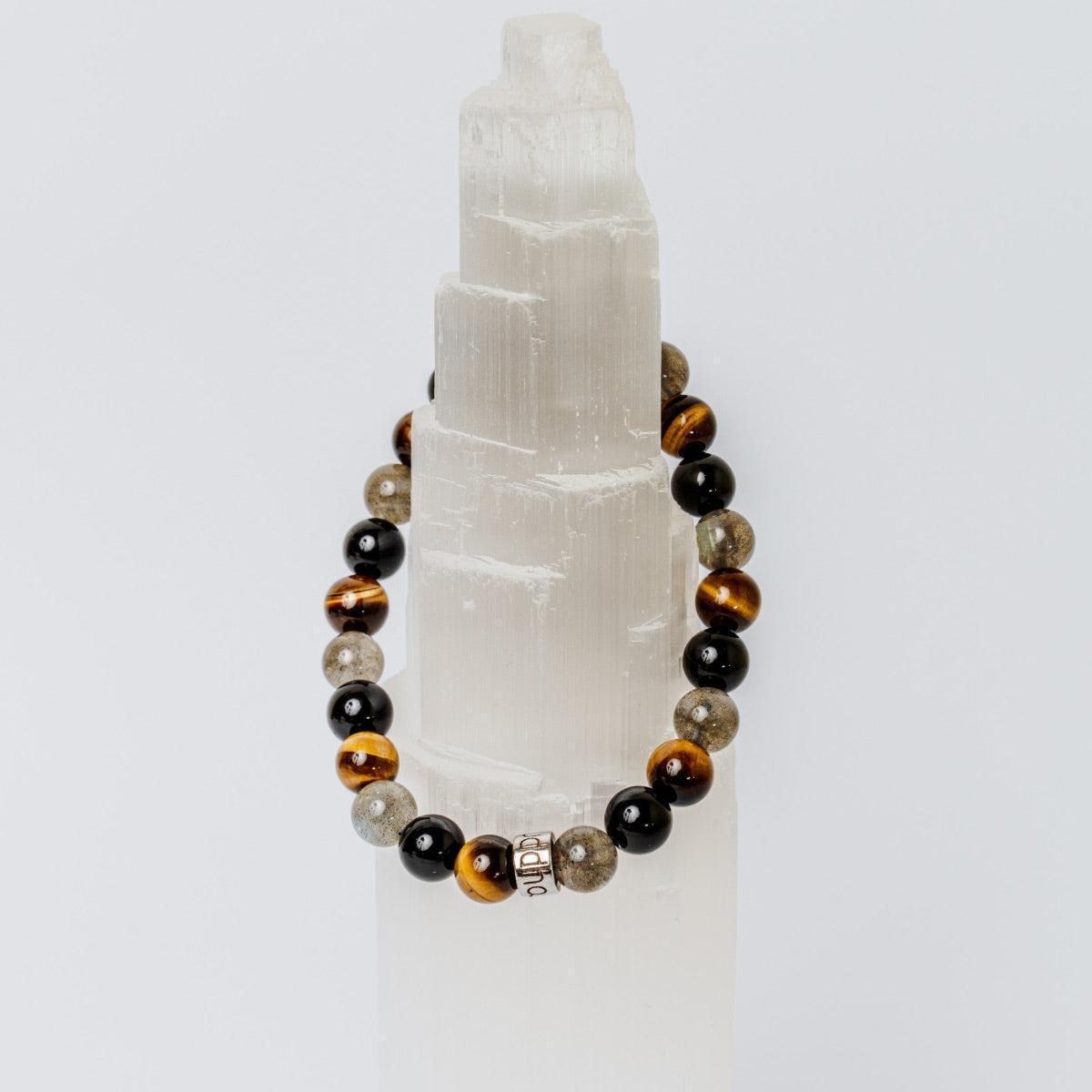 Bracelet de « Protection extrême » en Labradorite, Obsidienne Noire et Oeil de Tigre