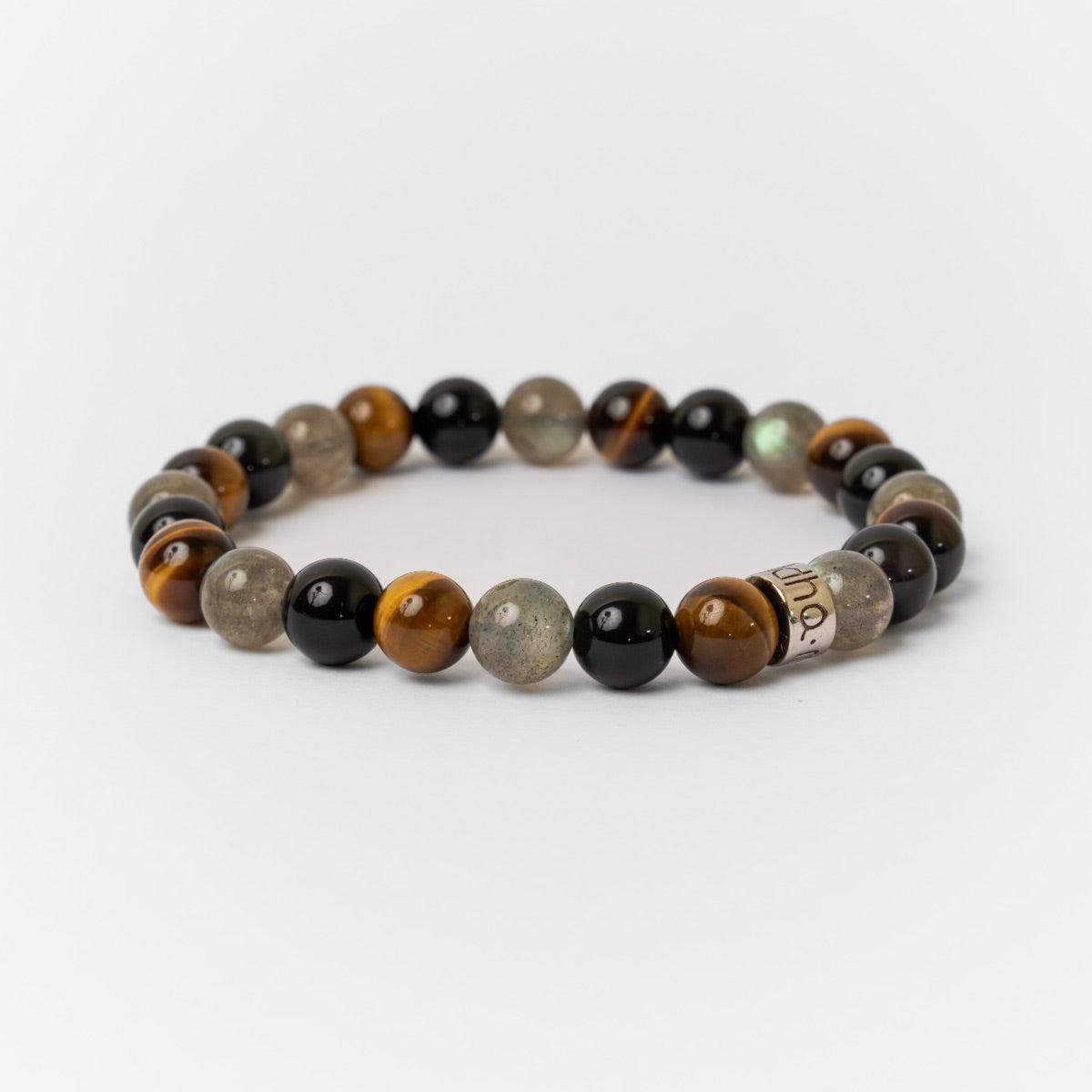Bracelet de « Protection extrême » en Labradorite, Obsidienne Noire et Oeil de Tigre