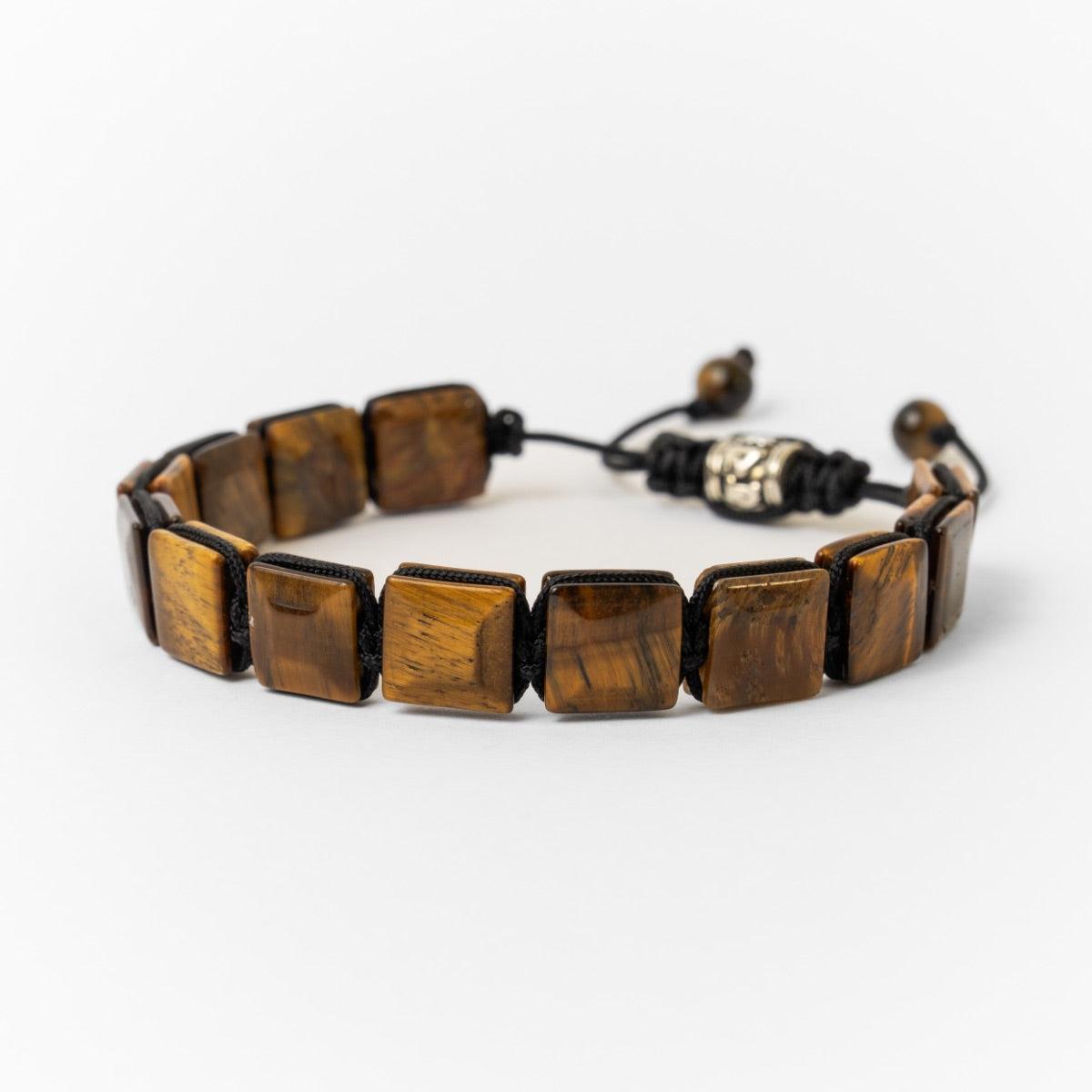 Bracelet en pierres d'Œil de tigre carrées