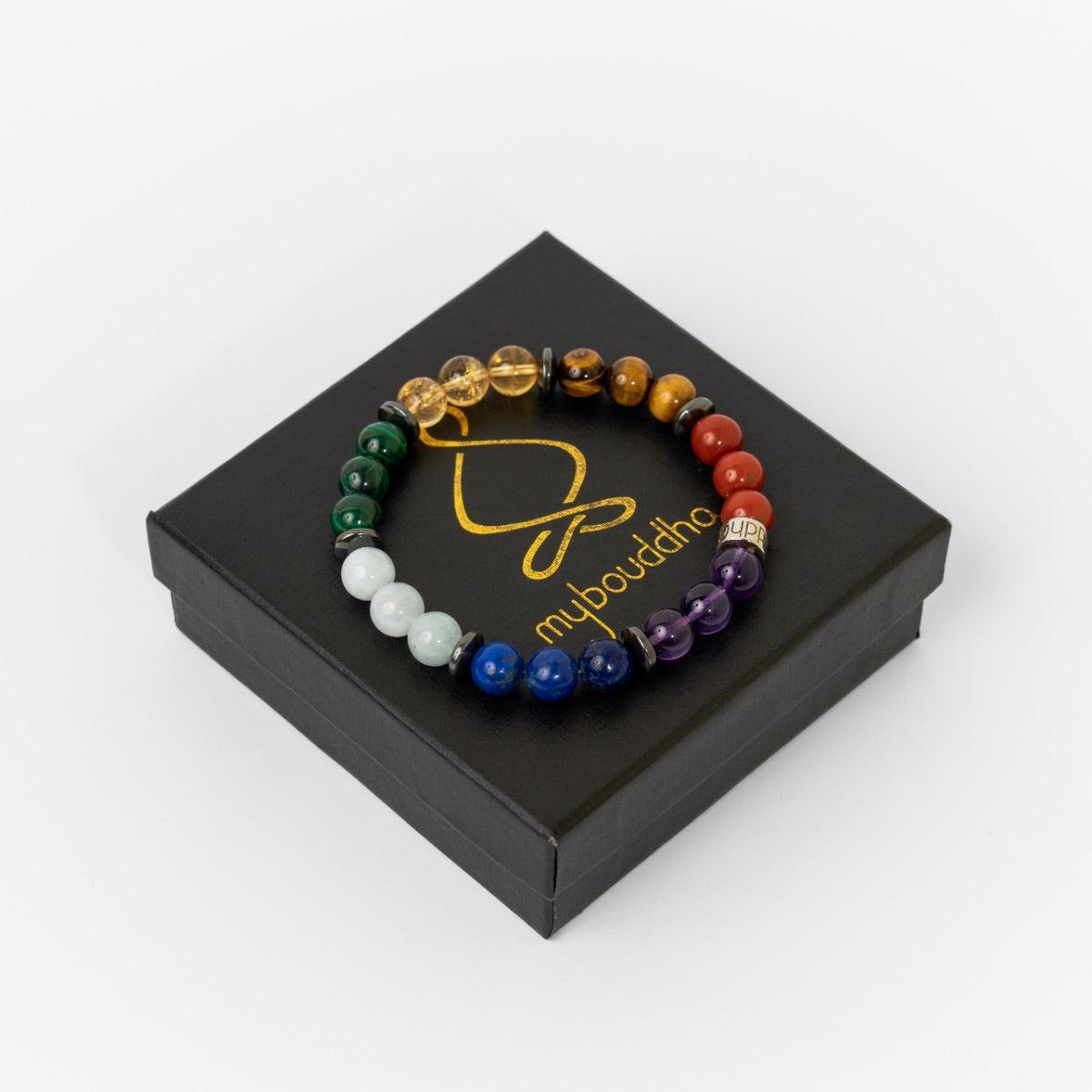 Bracelet «Harmonisation des 7 Chakras » version premium 4.0 en pierres de qualités premium