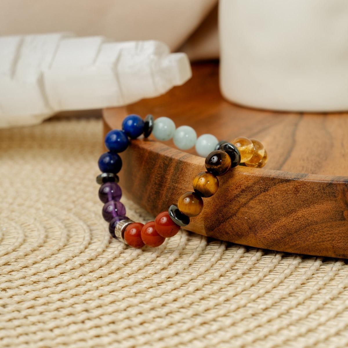 Bracelet «Harmonisation des 7 Chakras » version premium 4.0 en pierres de qualités premium