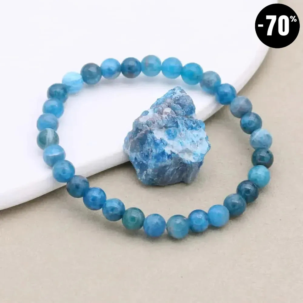 Bracelet Je veux perdre du poids en Pierres Naturelles et entretoises dorées | Taille personnalisée de 12 à 22 cm | Perles rondes 6 mm | Artisanat Français (Apatite