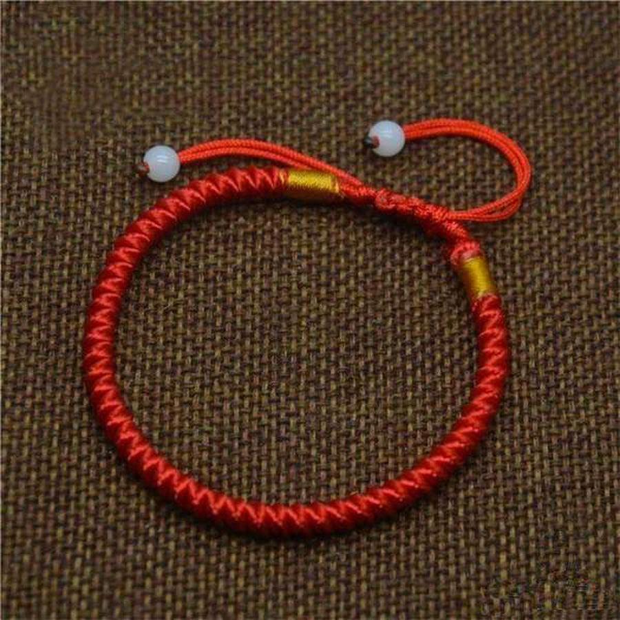 Bracelet Porte Bonheur en corde tressé rouge