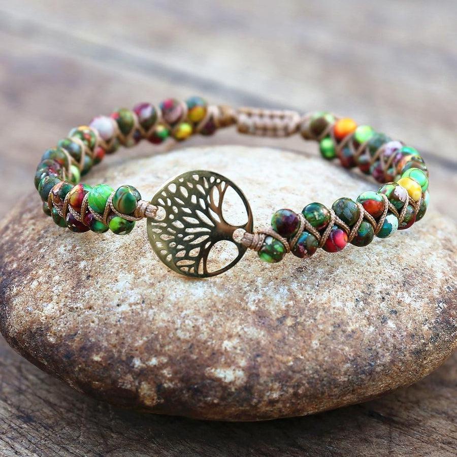 Bracelet Shamballa « Arbre de vie » en Jaspe impérial