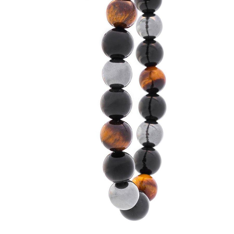 Bracelet «Triple protection» en obsidienne noire, oeil de tigre et hématite.