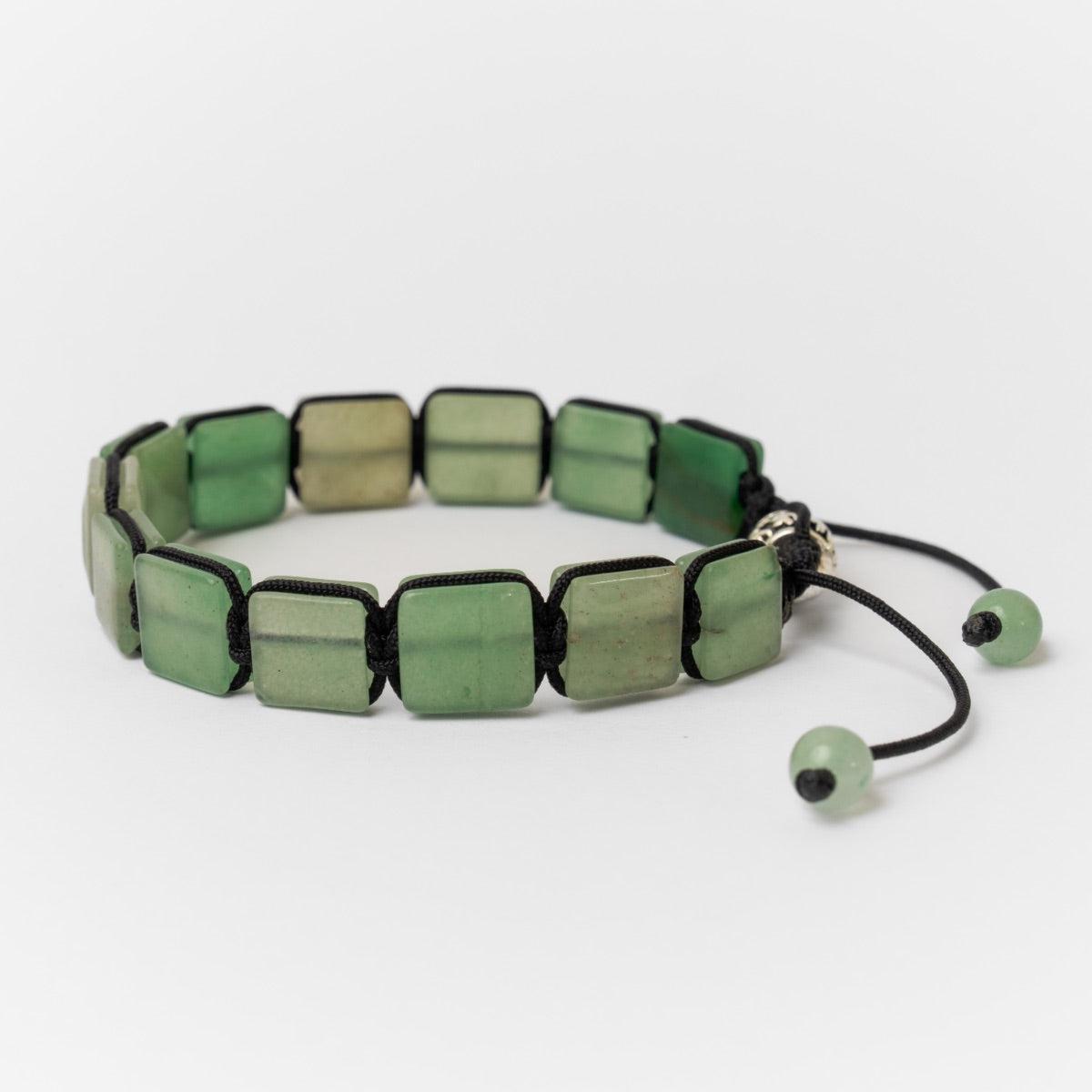 Bracelet type Shamballa en pierres d'Aventurine carrées
