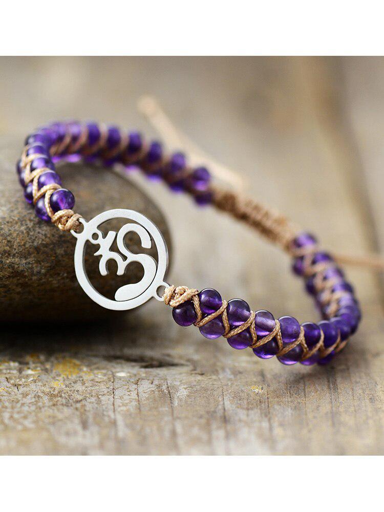 Bracelet zen en Améthyste et son symbole Om