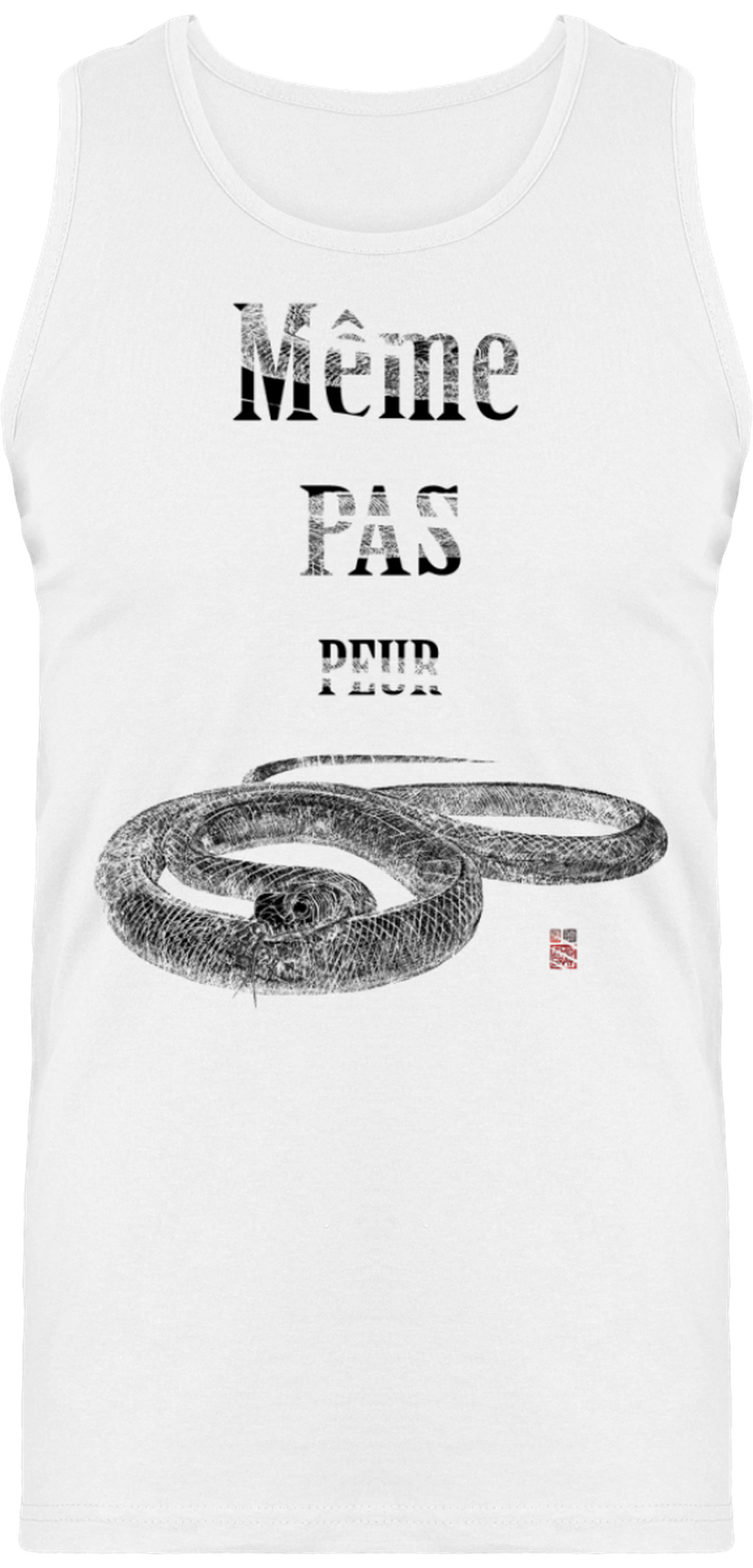 Débardeur en coton "Serpent, même pas peur" pour Homme.