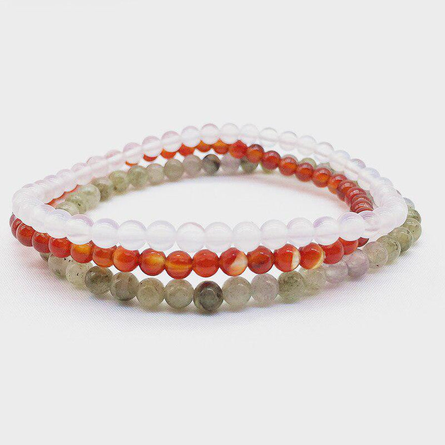 Ensembles de 3 bracelets 4mm en pierres