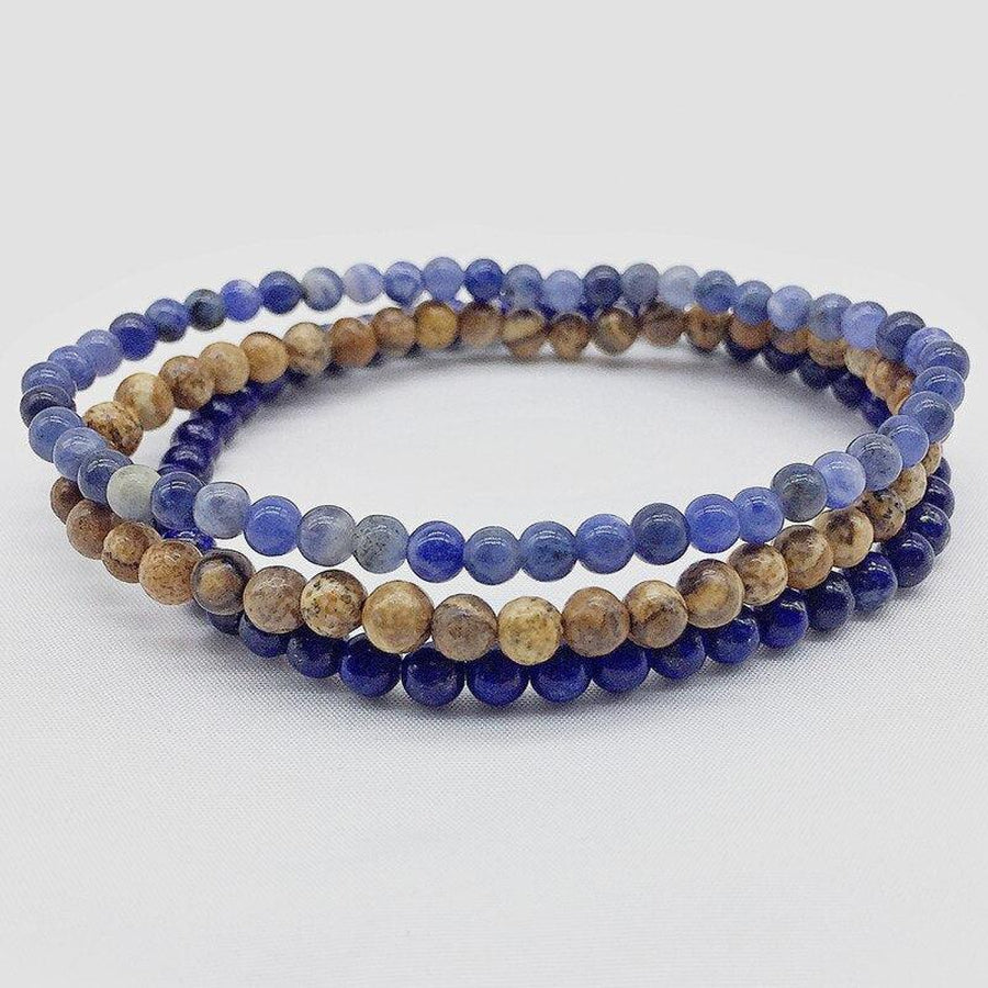 Ensembles de 3 bracelets 4mm en pierres
