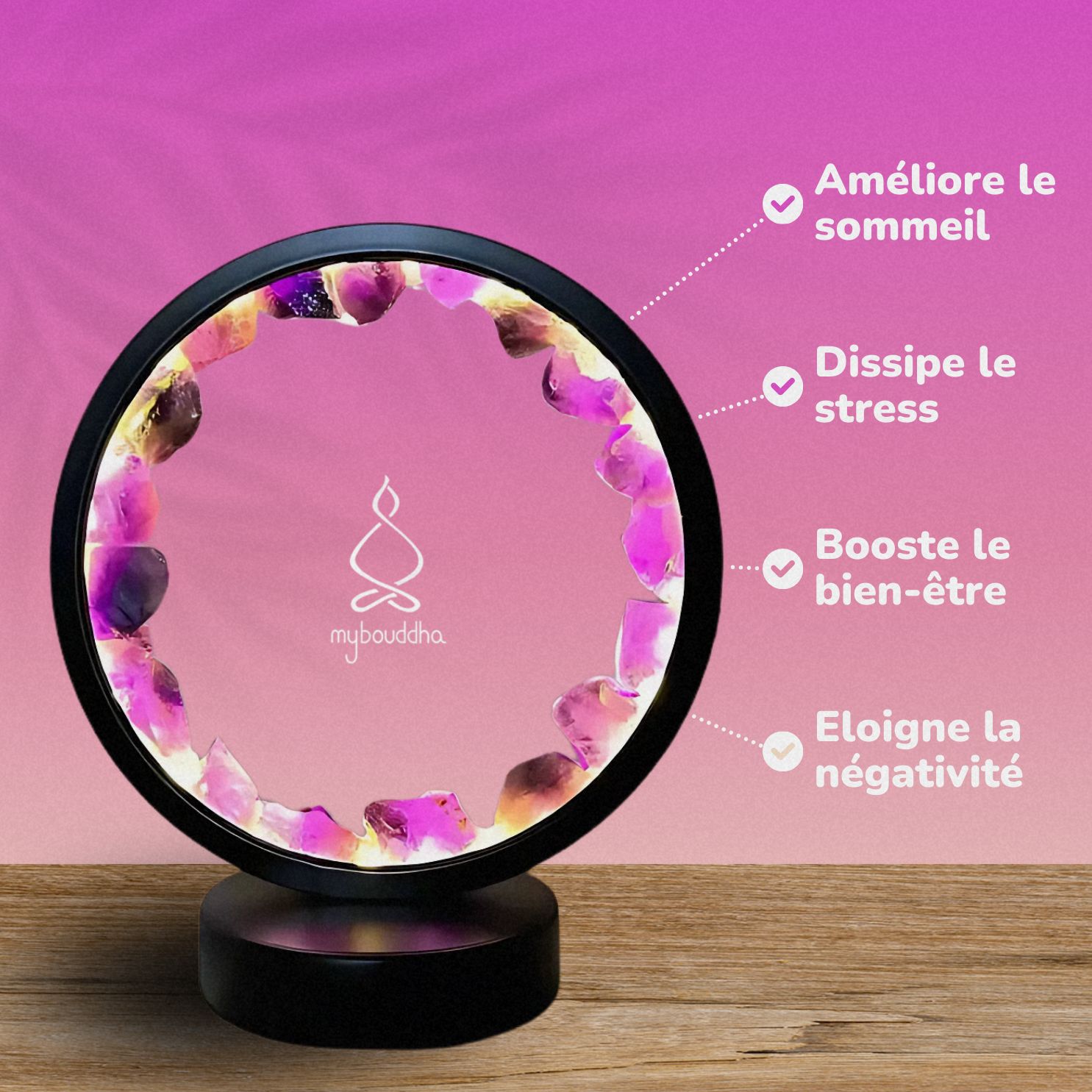 Lampe «Lumière Zen d’Améthyste»