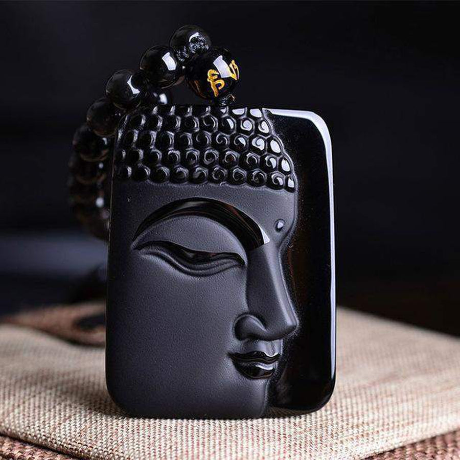 Pendentif Bouddha en Obsidienne Noire