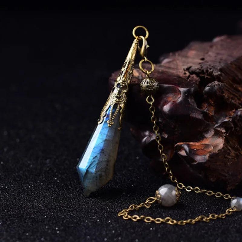 Pendule de radiesthésie en Labradorite naturelle