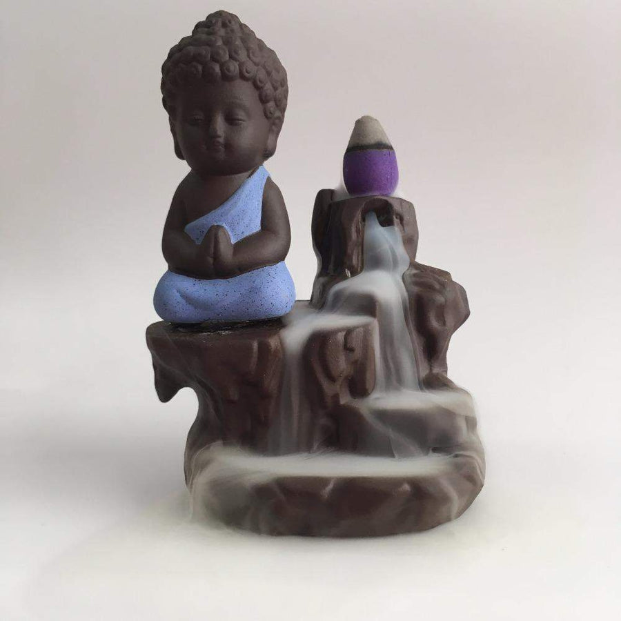 Petit encensoir cascade zen Bouddha en céramique