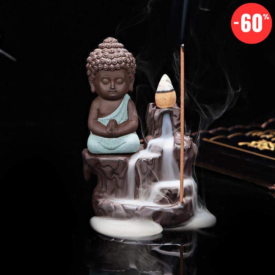 Petit encensoir cascade zen Bouddha en céramique