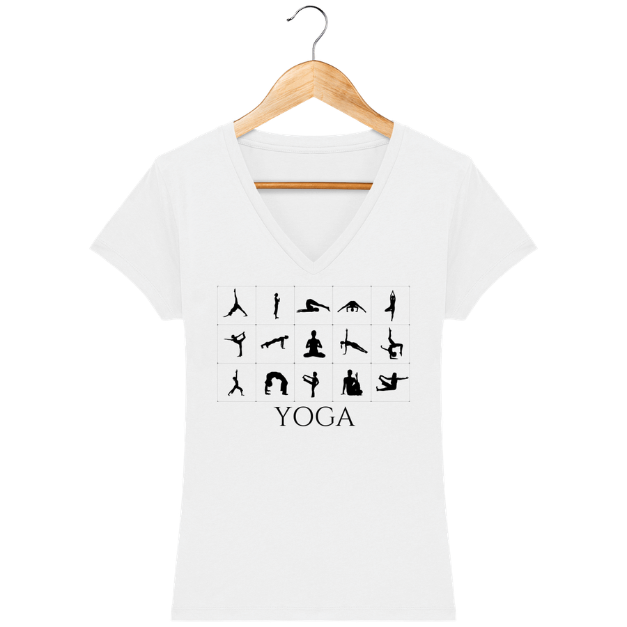 T-shirt col V en coton bio pour femme «Yoga 2»