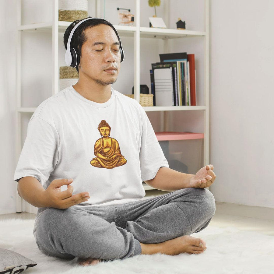 T-shirt en coton bio «Bouddha 2» pour homme, à col rond