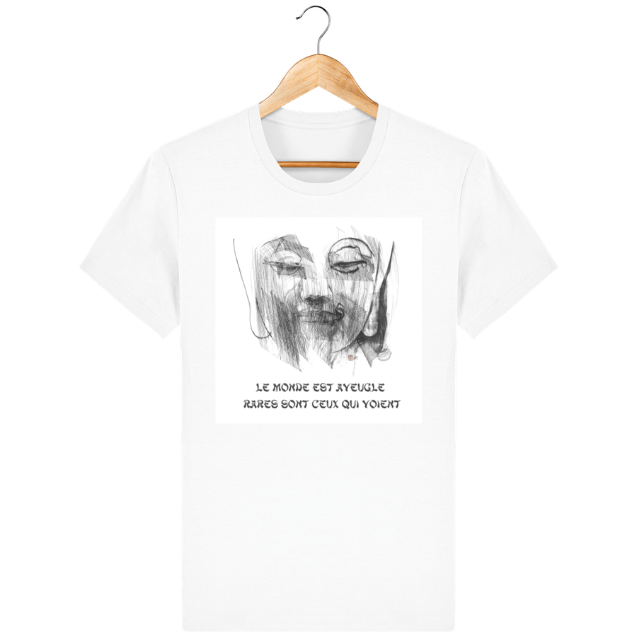 T-shirt en coton bio «Bouddha voyant» pour homme, à col rond - Collection Daography