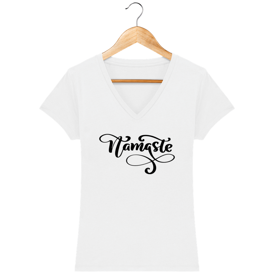 T-shirt Femme col V en coton bio «Namaste 2»