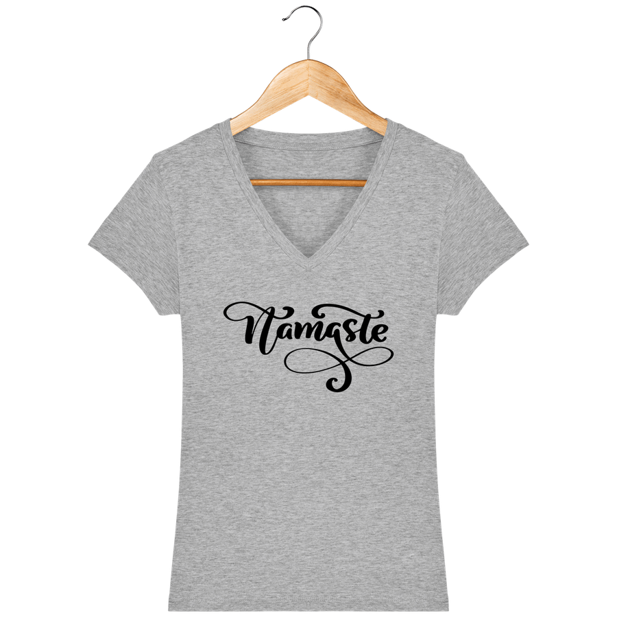 T-shirt Femme col V en coton bio «Namaste 2»