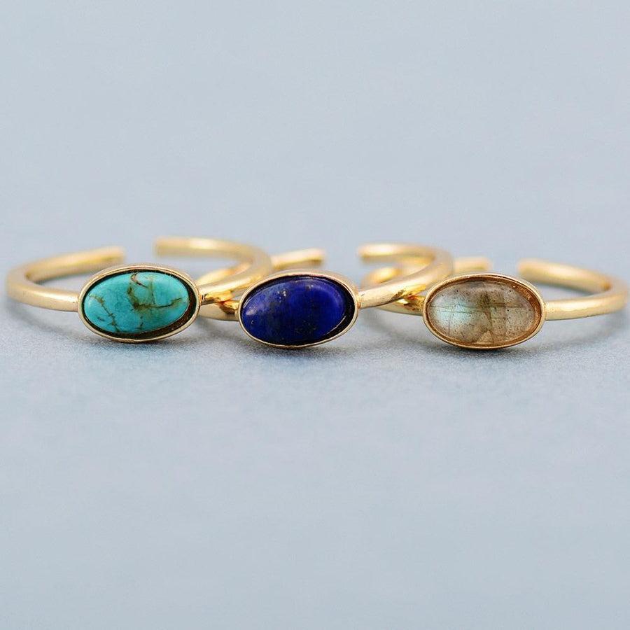 Bagues réglables en Labradorite, Lapis Lazuli ou Turquoise