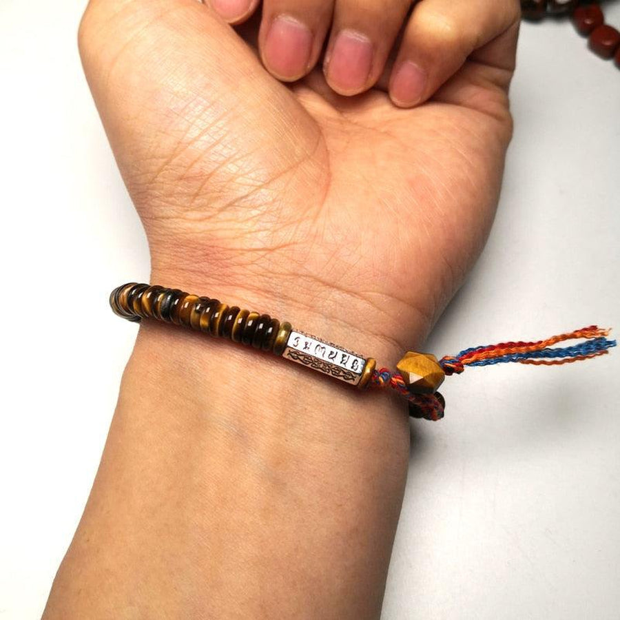 Bracelets bouddhiste en pierres d’Œil de tigre naturel