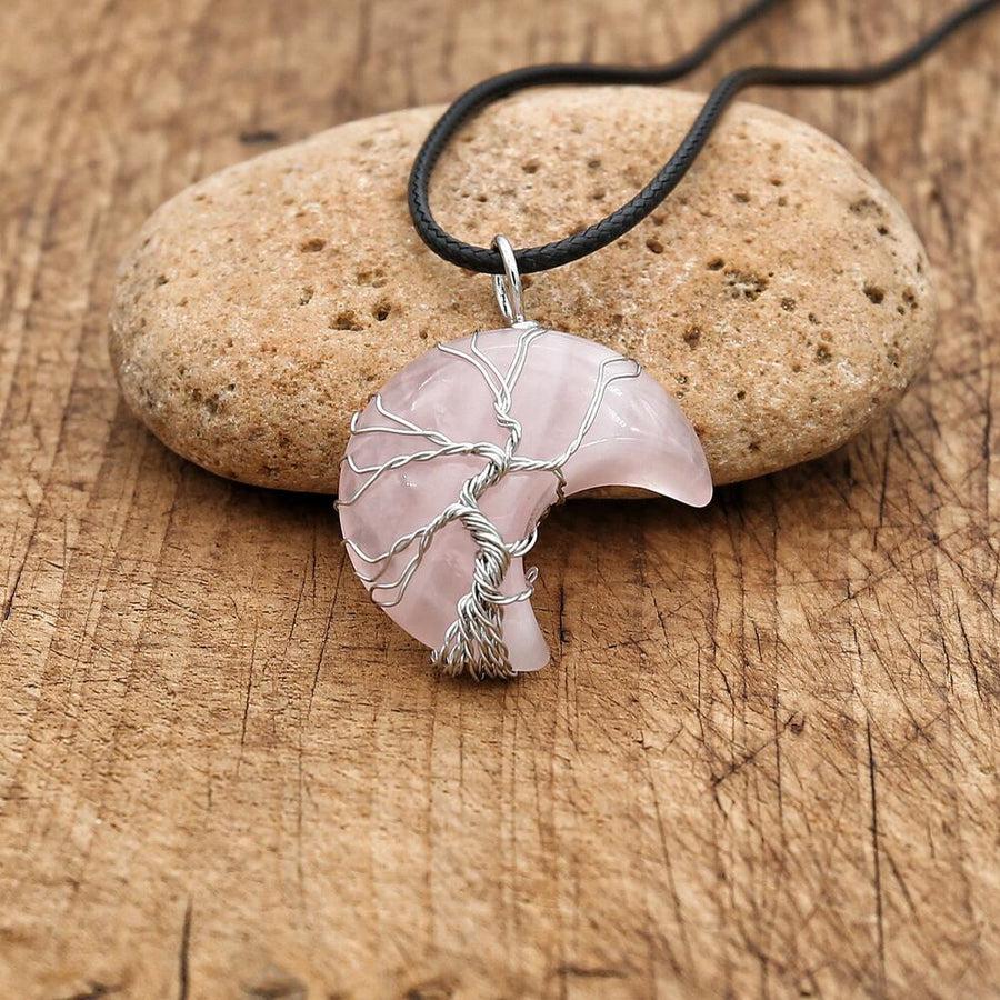 Collier pendentif Arbre de vie en forme de lune