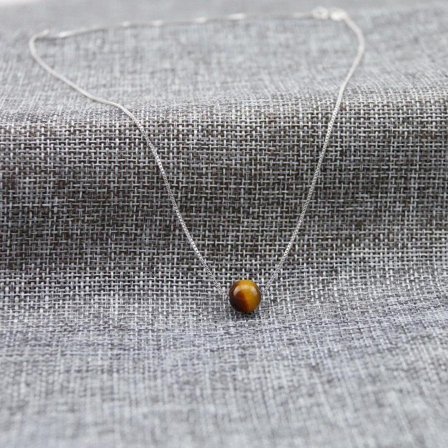 Collier pendentif en pierre d’Œil de tigre brun naturel