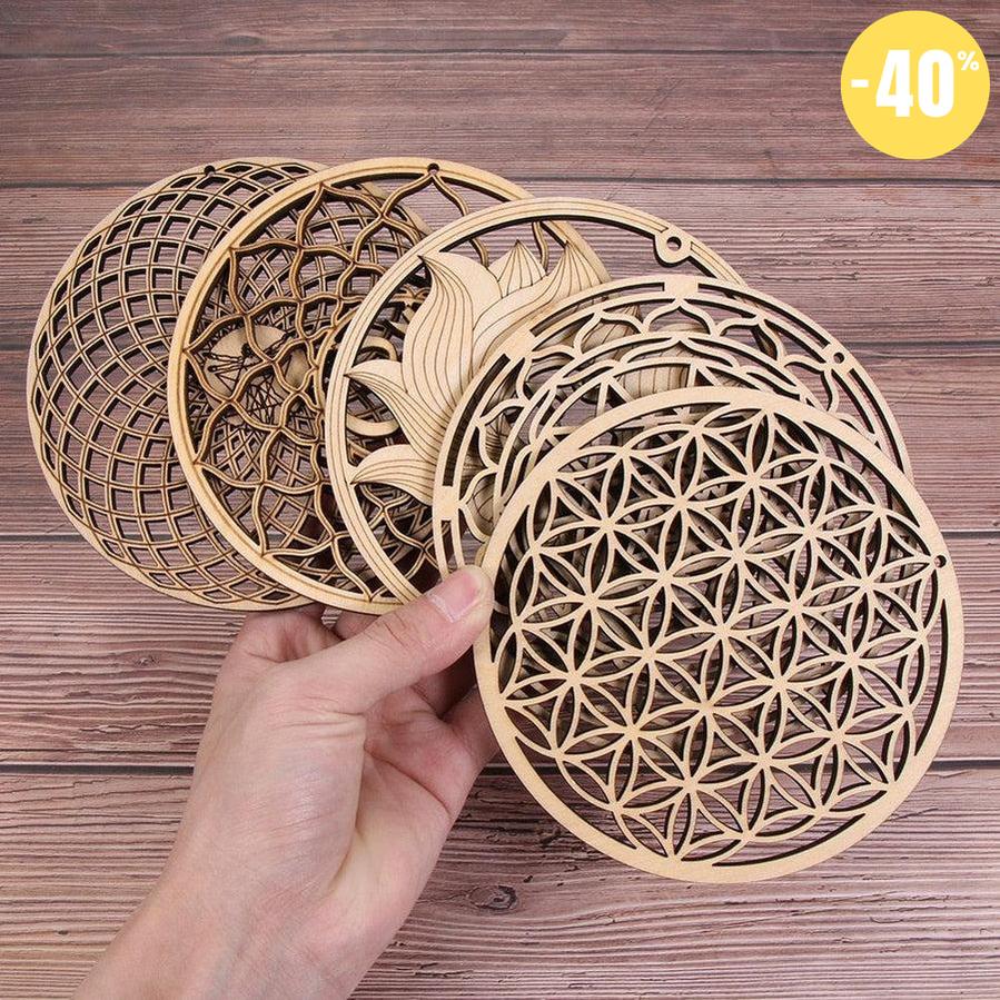 Fleur de vie en bois - différents modèles diamètre 14cm