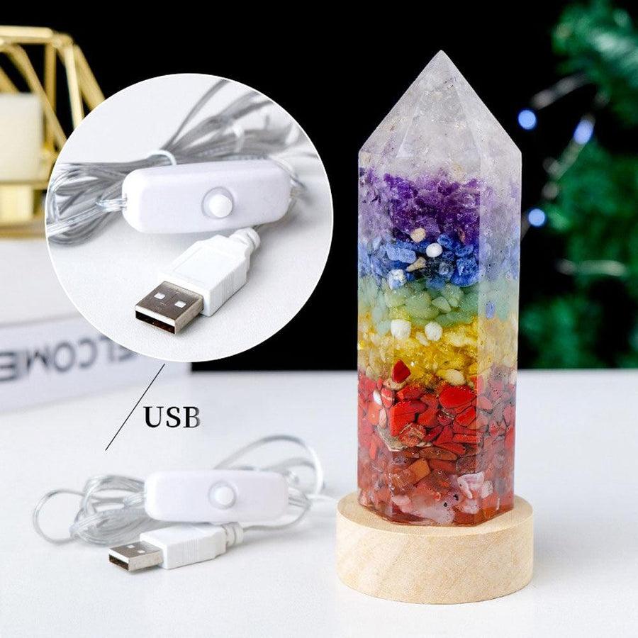 Lampe 7 chakras en Orgonite