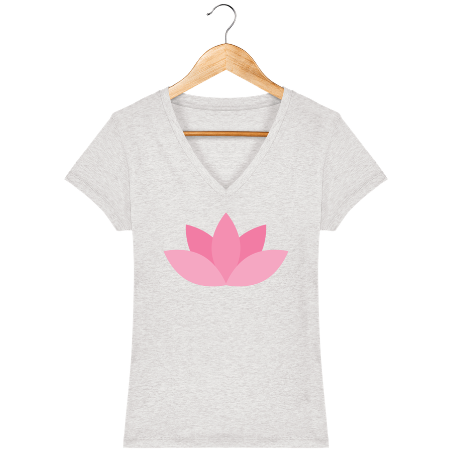 T-shirt Femme col V en coton bio «Fleur de Lotus»
