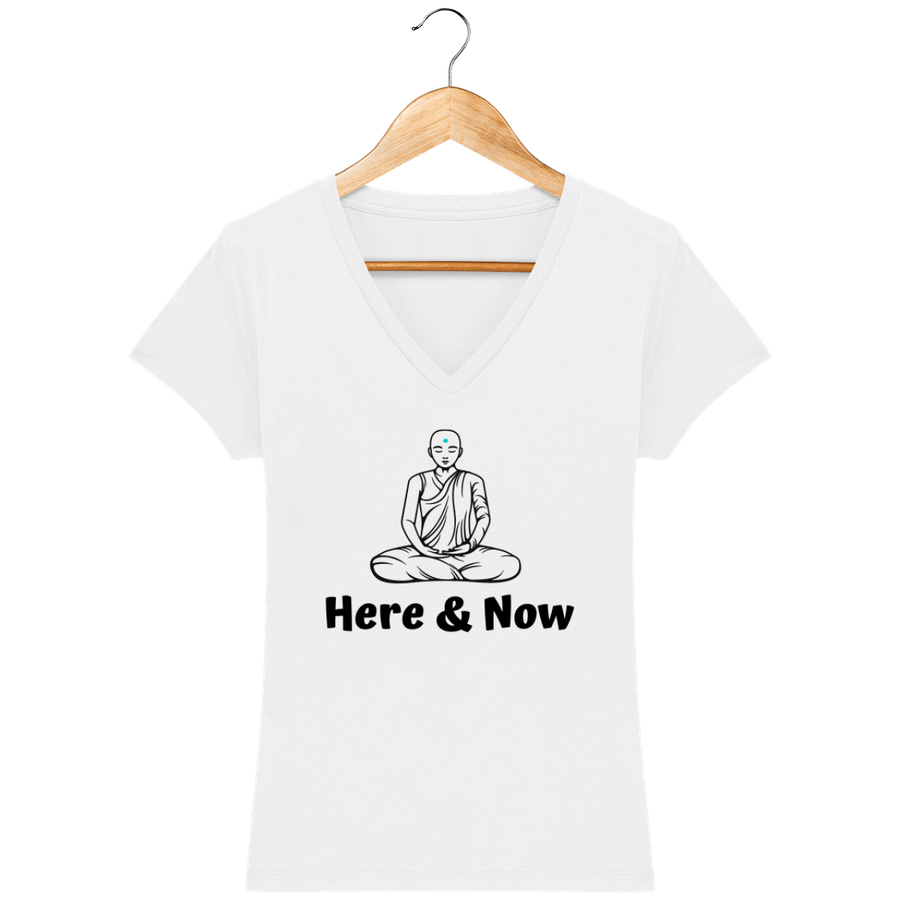 T-shirt Femme col V en coton bio «Here & Now»