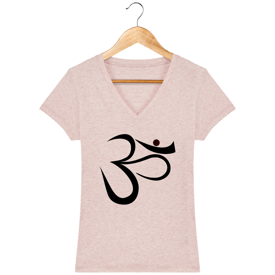 T-shirt col V en coton bio pour femme «Aum 2»
